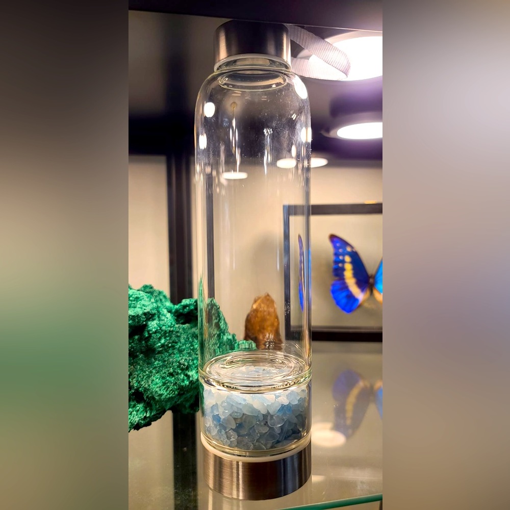Crystal Water Bottle with Aquamarine